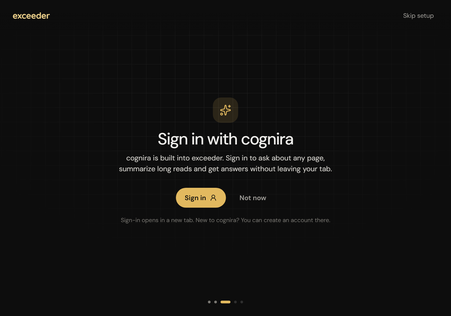 exceeder setup: signing in with a cognira account